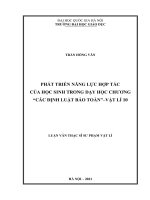 Phát triển năng lực hợp tác của học sinh trong dạy học chương “các định luật bảo toàn”, vật lí 10 