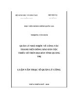Quản lý nhà nước về công tác thanh niên đồng bào dân tộc thiểu số trên địa bàn tỉnh quảng trị 