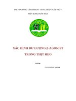 BÁO cáo (dược PHÂN TÍCH) XÁC ĐỊNH dư LƯỢNG β AGONIST TRONG THỊT HEO 