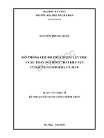 Mô phỏng chế độ thủy động lực học và sự thay đổi hình thái khu vực cửa sông gành hào, cà mau 