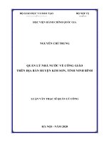 Quản lý nhà nước về công giáo trên địa bàn huyện kim sơn, tỉnh ninh bình 
