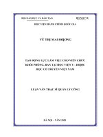 Tạo động lực làm việc cho viên chức khối phòng, ban tại học viện y   dược học cổ truyền việt nam 