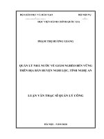 (Luận văn thạc sĩ) quản lý nhà nước về giảm nghèo bền vững trên địa bàn huyện nghi lộc, tỉnh nghệ an 