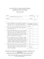 Đề thi Toán quốc tế CALGARY năm 2010