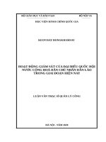 Hoạt động giám sát của đại biểu quốc hội nước cộng hòa dân chủ nhân dân lào trong giai đoạn hiện nay 