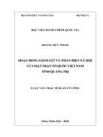 (Luận văn thạc sĩ) hoạt động giám sát và phản biện xã hội của mặt trận tổ quốc việt nam tỉnh quảng trị 
