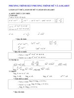 TÓM TẮT LÍ THUYẾT VÀ BÀI TẬP PHƯƠNG TRÌNH VÀ BẤT PHƯƠNG TRÌNH MŨ VÀ LOGARIT