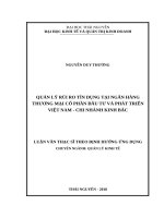 Quản lý rủi ro tín dụng tại ngân hàng thương mại cổ phần đầu tư và phát triển việt nam   chi nhánh kinh bắc 