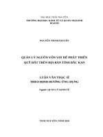 Quản lý nguồn vốn vay để phát triển quỹ đất trên địa bàn tỉnh bắc kạn 