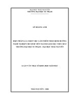 (Luận văn thạc sĩ) Biện pháp lựa chọn việc làm thêm theo định hướng nghề nghiệp cho sinh viên ngành giáo dục thể chất trường Đại học Sư phạm  Đại học Thái Nguyên
