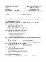 Đề kiểm tra 1 tiết HK2 môn Sinh lớp 6 năm 2019-2020 - THCS Thái Thành (có đáp án)