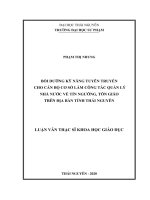(Luận văn thạc sĩ) Bồi dưỡng kỹ năng tuyên truyền cho cán bộ cơ sở làm công tác quản lý nhà nước về tín ngưỡng, tôn giáo trên địa bàn tỉnh Thái Nguyên