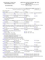 đề thi học kì 1 lớp 12 môn hóa 2020 2021 và đáp án