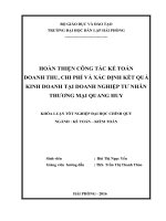 Hoàn thiện công tác tổ chức kế toán doanh thu chi phí và xác định kết quả kinh doanh tại doanh nghiệp tư nhân thương mại quang huy 