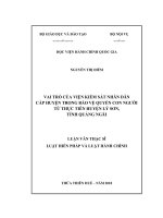 Luận văn Thạc sĩ Luật Hiến Pháp và Luật Hành Chính Vai trò của Viện kiểm sát nhân dân cấp huyện trong bảo vệ quyền con người – từ thực tiễn huyện Lý Sơn, tỉnh Quảng Ngãi