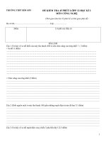 Đề kiểm tra 45 phút học kì 2 môn Công nghệ lớp 12 - THPT Bỉm Sơn