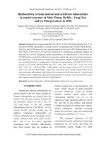 Radioactivity of some natural and artificial radionuclides in coastal seawater at Ninh Thuan, Ba Ria - Vung Tau and Ca Mau provinces in 2018