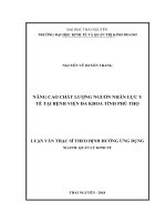 Luận văn thạc sĩ nâng cao chất lượng nguồn nhân lực y tế tại bệnh viện đa khoa tỉnh phú thọ 