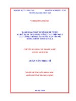 Đánh giá chất lượng cấp nước và đề xuất các giải pháp nâng cao hiệu quả các công trình cấp nước tập trung nông thôn tỉnh sơn la  