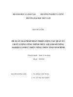 Đề xuất giải pháp hoàn thiện công tác quản lý chất lượng công trình thủy lợi cho sở nông nghiệp và phát triển nông thôn tỉnh ninh bình  