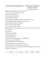 Đề kiểm tra 1 tiết học kì 2 môn Địa lớp 12 có đáp án - THPT Nguyễn Trung Trực