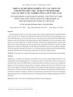 Thiết lập mô hình nghiên cứu các nhân tố ảnh hưởng đến việc áp dụng mô hình PBB tại các đơn vị sự nghiệp công lập ở Việt Nam