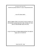 Luận văn thạc sĩ hoàn thiện công tác quản lý dự án đầu tư xây dựng tại ban quản lý dự án đầu tư xây dựng thành phố thái nguyên 