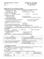 Đề kiểm tra 1 tiết học kì 2 môn Công nghệ lớp 8 có đáp án - THCS Bồ Lý