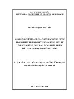 (Luận văn thạc sĩ) vận dụng chính sách của ngân hàng nhà nước trong phát triển dịch vụ ngân hàng điện tử tại ngân hàng TMCP đầu tư và phát triển việt nam 