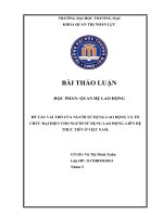 VAI TRÒ CỦA NGƯỜI SỬ DỤNG LAO ĐỘNG VÀ TỔ CHỨC ĐẠI DIỆN CHO NGƯỜI SỬ DỤNG LAO ĐỘNG. LIÊN HỆ THỰC TIỄN Ở VIỆT NAM