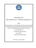 Thương mại Quốc tế và các hình thức đầu tư tại Việt Nam, một số giải pháp phát triển thương mại quốc tế nhằm đẩy mạnh thu hút đầu tư nước ngoài vào lĩnh vực Nông nghiệp ứng dụng công nghệ cao
