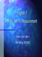 unit 4 set 4 measurement unit 4 set 4 measurement english 7 nhãm anh v¨n 4 §µ n½ng 082002 pre teach vocabulary wall door house pencil book wall house pencil door book long 2 inches wide 3 feet hig