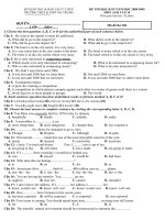 sở giáo dục đào tạo t t huế trường thcs thpt hà trung đề thi học kì ii năm học 2008 2009 môn anh văn 10 thời gian làm bài 45 phút họtên lớp sbd mã đề thi 104 i choose the best question a b c or