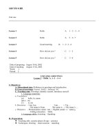 anh vaên 6 hki anh vaên 6 hki unit one lesson 1 hello a 1 – 2 – 3 – 4 lesson 2 hello a 5 – 6 –7 lesson 3 good morning b 1 –2 –3 –4 lesson 4 how old are you c 1 – 2 lesson 5 how old are you c 3 –4