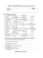 the 15 – minute test number 1 2nd semester the 15 – minute test the first test the second term name class 9a mark i choose the best answer 5pts 1 i suggest that you should english in class a