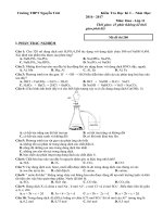 ĐỀ THI HỌC KÌ 1 MÔN HÓA LỚP 11 NĂM HỌC 2016 - 2017 VÀ ĐÁP ÁN