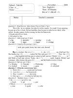november 2008 te test english 6 time 45 minutes baøi soá 2 maõ ñeà 2 marks teacher’s comment question 1 read the text then choose true or false 1pt this is ba he is a student his school i