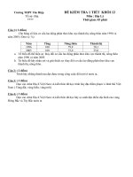 trường thpt tân hiệp đề kiểm tra 1 tiết khối 12 tổ sử địa môn địa lý thời gian 45 phút câu 1 2 điểm cho bảng số liệu cơ cấu lao động phân theo khu vực thành thị nông thôn năm 1996 và năm 2005