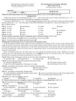 sở giáo dục đào tạo t t huế trường thcs thpt hà trung đề thi học kì ii năm học 2008 2009 môn anh văn 10 thời gian làm bài 45 phút họtên lớp sbd mã đề thi 101 i read the following passage and choo