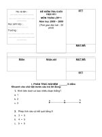 ñeà kieåm tra cuoái hoïc kì i moân toaùn lôùp 1 họ và tên học sinh lớp trường đề kiểm tra cuối học kì i môn toán lớp 1 năm học 2008 – 2009 thời gian làm bài 30 phút stt mật mã điểm nhận xét mật mã s