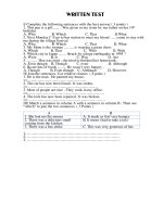 written test written test i complete the following sentences with the best answer 3 points 1 this pen is a gift was given to my sister by my father on her 10th birthday a who b which c that d wha