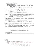 ĐỀ VÀ ĐÁP ÁN THI TOÁN HSG HUYỆN QUẢNG XƯƠNG NAM 2007-2008