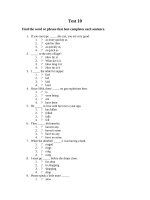 test 10 test 10 find the word or phrase that best completes each sentence 1 if you can type she can you are very good 1 as more quickly as 2 quicker then 3 as quickly as 4 as qui