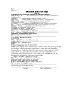 name name class 9 english written test time 45 i choose the best answers to complete the following sentences 1 the ao dai is the dress of vietnamese women a traditional b tradition c traditionally