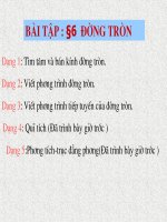 no slide title bµi tëp §6 ®­êng trßn d¹ng 1 t×m t©m vµ b¸n kýnh ®­êng trßn d¹ng 2 viõt ph­¬ng tr×nh ®­êng trßn d¹ng 3 viõt ph­¬ng tr×nh tiõp tuyõn cña ®­êng trßn d¹ng 4 quü tých § tr×nh bµy giê tr­íc