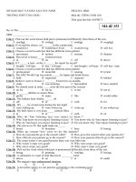 sở giáo dục và đào tạo tây ninh sở giáo dục và đào tạo tây ninh đề ktcl hkii trường thpt tân châu môn thi tiếng anh 10 thời gian làm bài 60 phút họ và tên sbd câu 1 pick out the word whose bold part