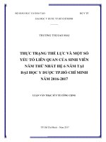 Thực trạng thể lực và một số yếu tố liên quan của sinh viên năm thứ nhất hệ 6 năm tại đại học y dược tp hồ chí minh năm 2016 2017 