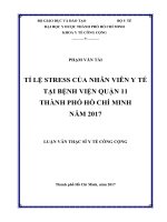 Tỉ lệ stress của nhân viên y tế tại bệnh viện quận 11 thành phố hồ chí minh năm 2017 
