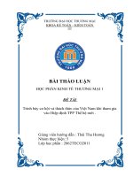 (Bài thảo luận nhóm môn kinh tế thương mại 1) Trình bày cơ hội và thách thức của Việt Nam khi tham gia vào Hiệp định TPP Thế hệ mới