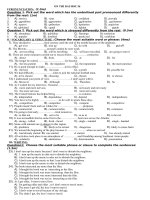 on thi dai hoc 56 ipronunciation 1 5m question 1 pick out the word which has the underlined part pronounced differently from the rest 1m 1 a survive b virus c confident d provide 2 a expedit